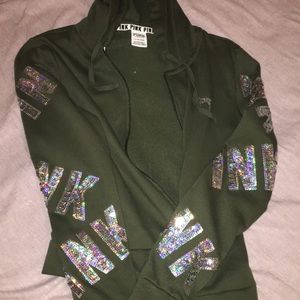 Olive green PINK sweatshirt